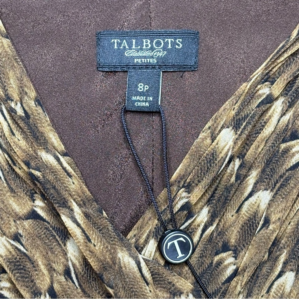 NWT Talbots Sleeveless V-Neck Dress Knee Length Size 8P Brown - Picture 10 of 11